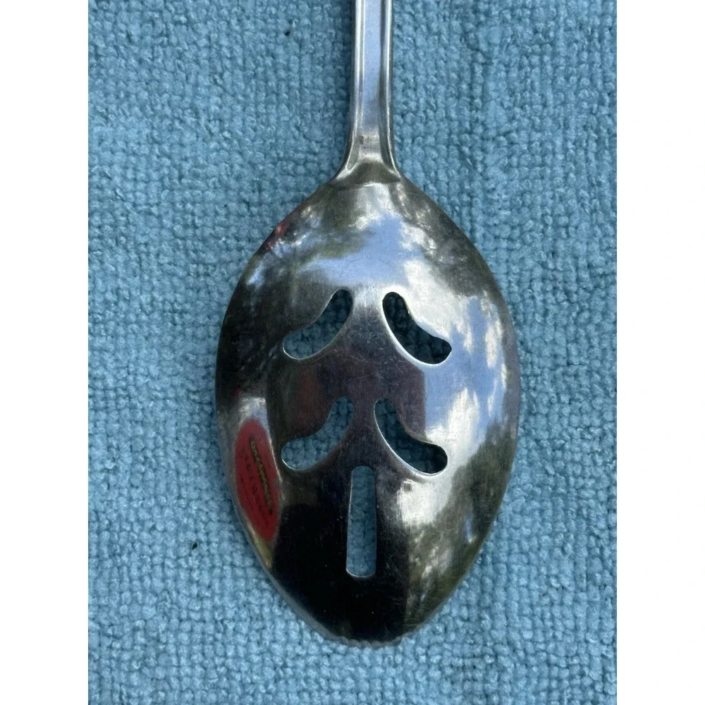 Rogers Floral Mist Pierced Serving Spoon Stainless Korea Discontinued Flatware